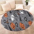 thumbnail image 4 of Gray Halloween Ghosts Cats and Pumpkins Round Blanket,Comfortable Soft Flannel Throw Blanket,All Season,Warm Lightweight Blankets for Sofa Bed Couch Living Room Chair 60"x60", 4 of 5