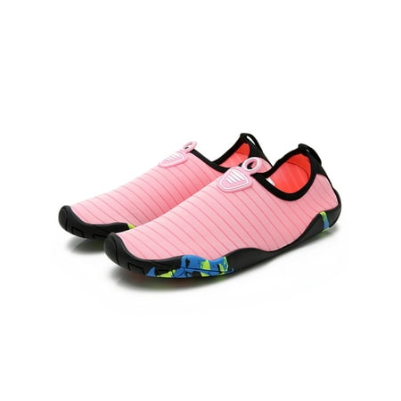 

Eloshman Unisex Water Shoes Slip On Beach Shoe Surfing Aqua Socks Fitness Breathable Swimming Barefoot Non-Slip Flats Pink 8.5-9