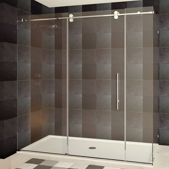 LessCare Frameless Shower Enclosure 68-72W x 72H x 36D Chrome/Brushed Nickel