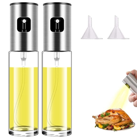 2 Pack Olive Oil Sprayer, 100ml/3.4oz Refillable Olive Oil Spray Bottle Mister, Air Fryer Accessories for Kitchen, Salad, Baking, BBQ, Frying