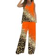 thumbnail image 1 of Mikilon Ensemble Stylé pour Femme 2 Pcs Décontracté Ample Débardeur Imprimé Pantalon Long Sans Manches Col Rond Haut/chemise Ensemble Orange-A TG, 1 of 5