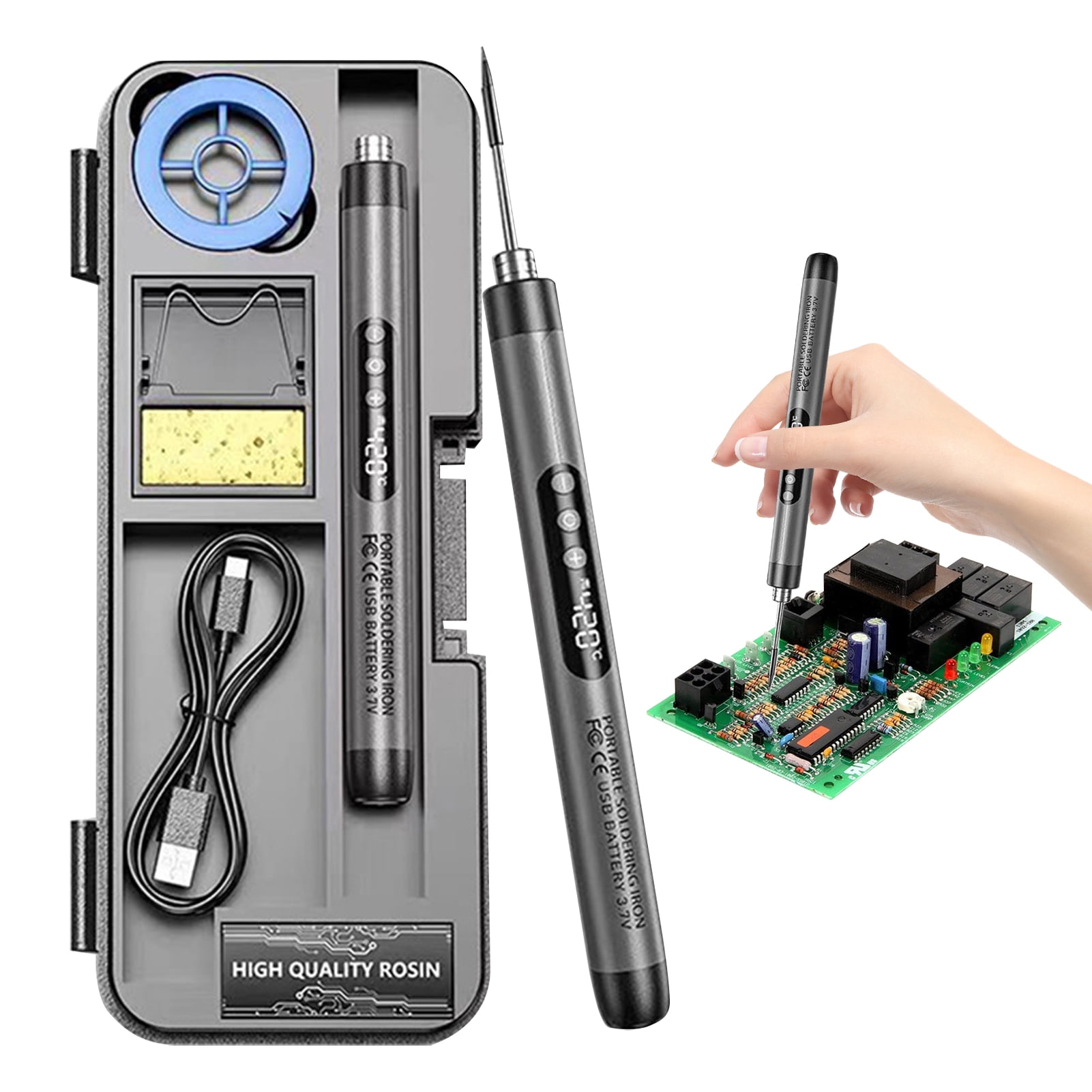 Soldering Iron Pen, 800mAh Portable Solder Iron for Electronics, Digital Display Soldering Iron Kit, Temperature Adjustable Jewelry Soldering Kit for Home