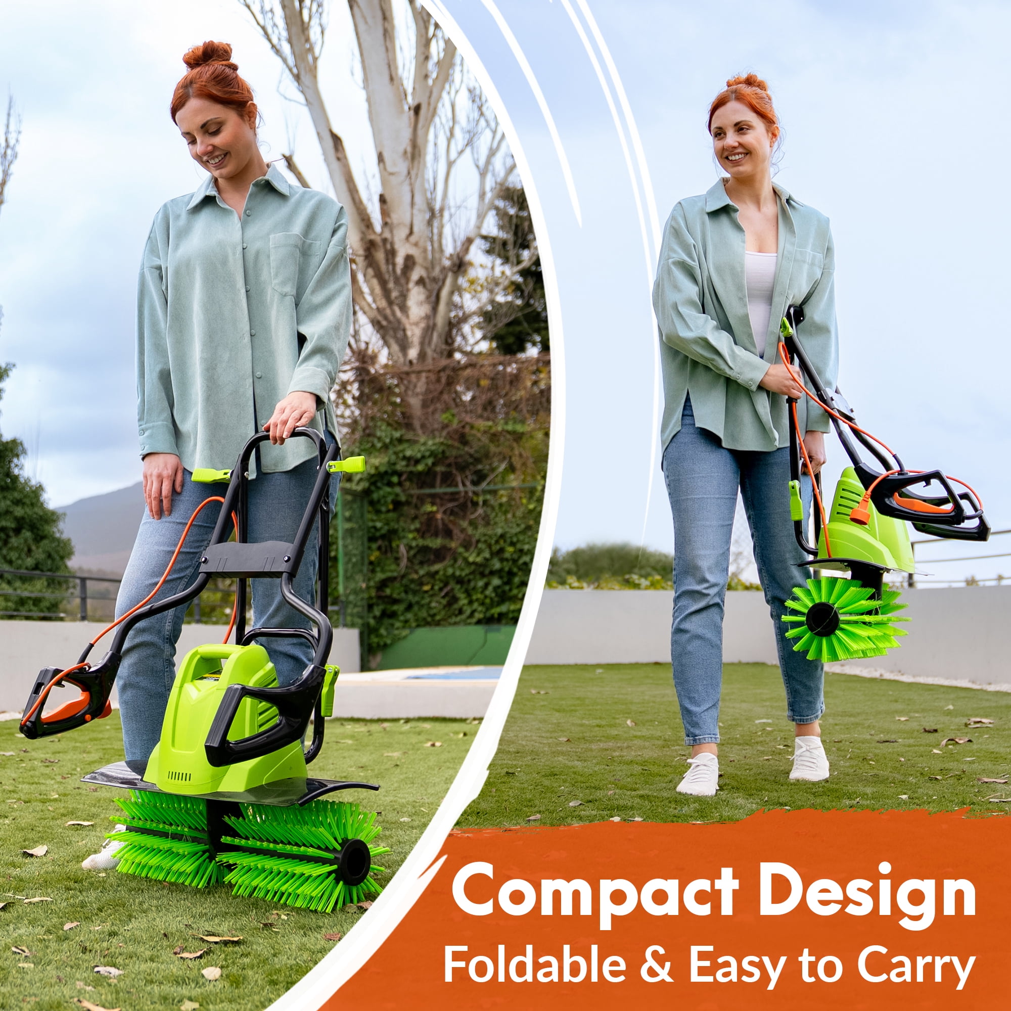GreenSweep Volumizer GS-50 Artificial Turf Power Broom, 22 in, 12 Amp, 400 RPM