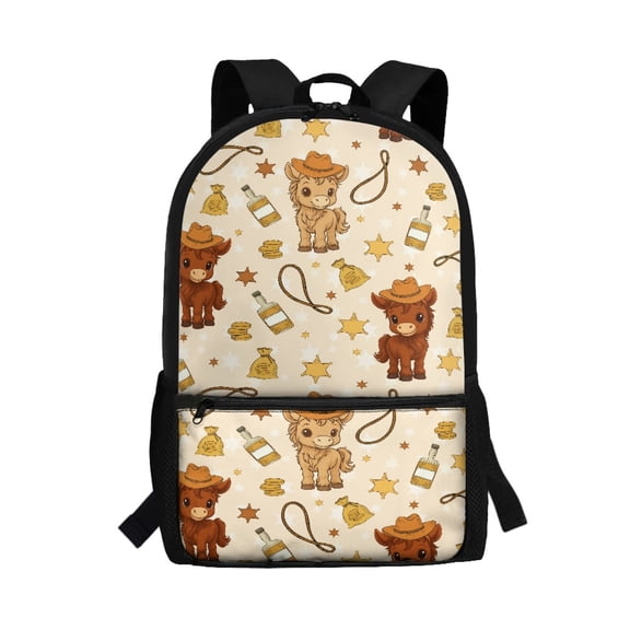Uourmeti Cowboy Horse Print Backpack, Durable Fabric School Bag 17 Inch Multiple Pockets Student Bookbag for Daily Use Work