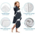 thumbnail image 7 of Dark Blue Dinosaurs Silhouette Pattern Hooded Bath Towel，50"x30" for Ages 3 To 12 Kids, Quick Dry Lightweight Soft Microfiber Hood Beach Towel Cover Up for Kids, 7 of 7