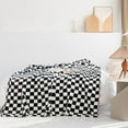 thumbnail image 2 of Throw Blankets Flannel Blanket with Checkerboard Plaid Pattern Soft Throw Blanket for Couch, Bed, Sofa Luxurious Warm and Cozy for All Seasons (Black, 50"x60"), 2 of 7