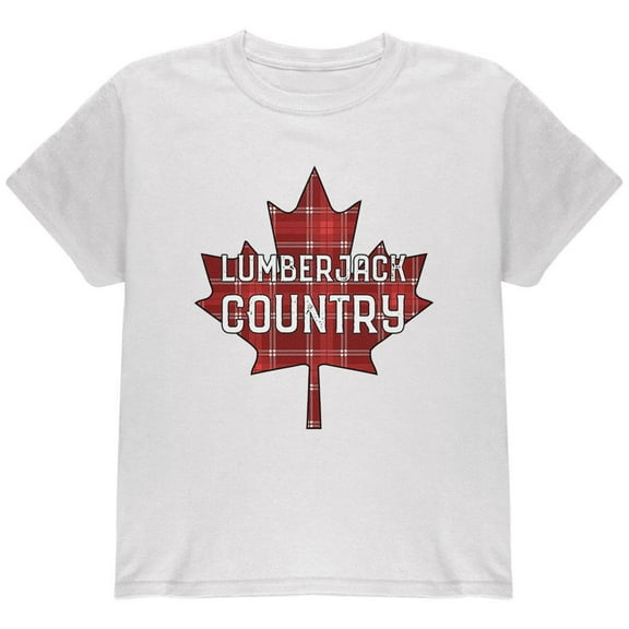 Canada Day Lumberjack Country Plaid Youth T Shirt White YSM