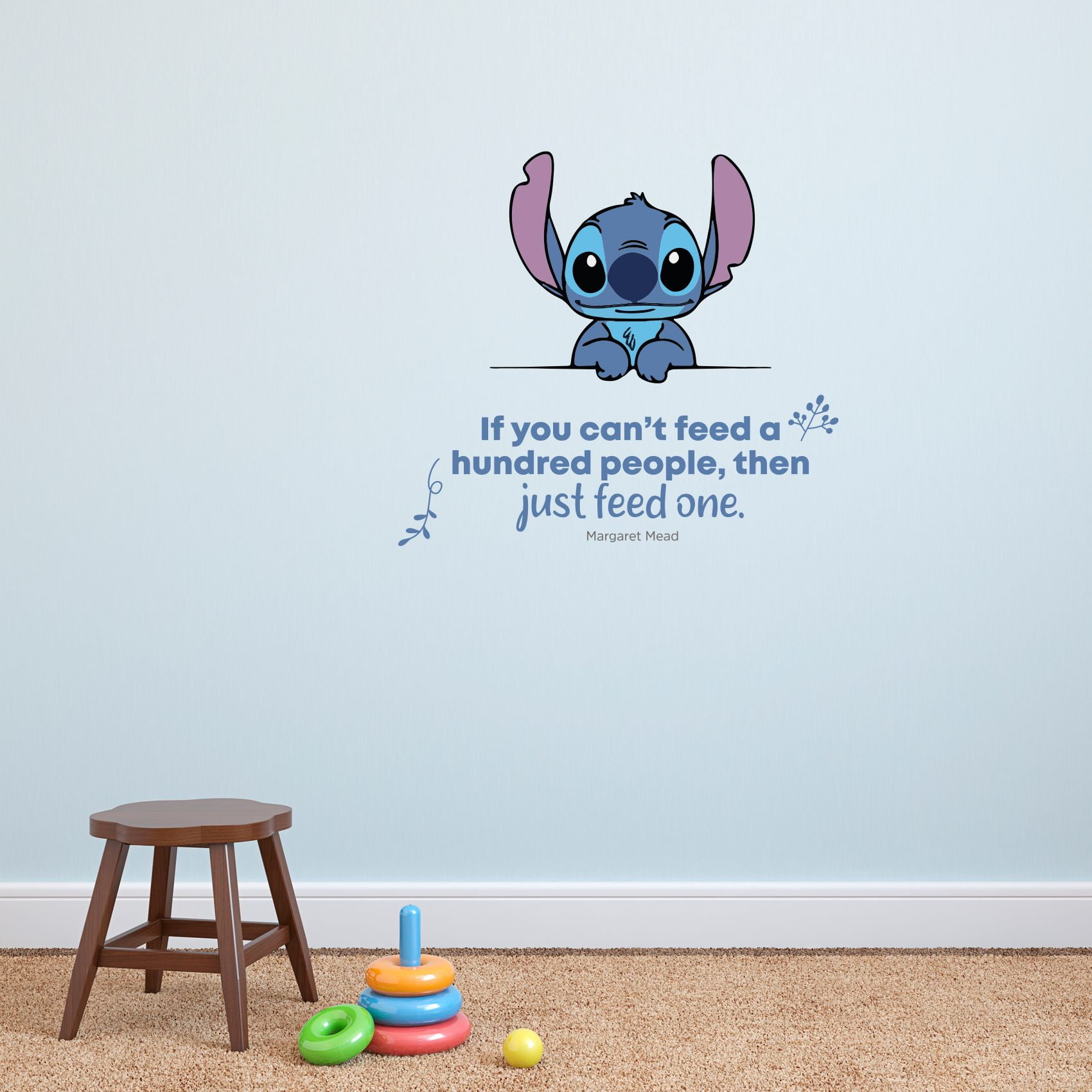 Lilo And Stitch Cartoon Ohana Means Family Quote Quotes Kids Children's Wall Decal Decals Sticker Stickers Bedroom Room Walls Rooms Decor