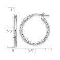 thumbnail image 4 of 925 Sterling Silver Rhodium Plated Women's 2mm Diamond Cut Tube Hoop Earrings | 20mm, 4 of 4