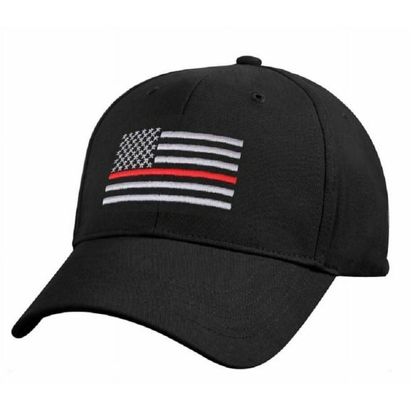 Thin RED Line USA Flag Ball Cap Fire Fighter Support Volunteer Fireman Hat BLACK
