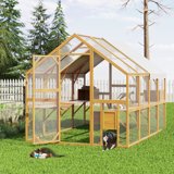 NARTRU Large Wooden Outdoor Cat House, Cat Run Enclosure Walk in Cat ...