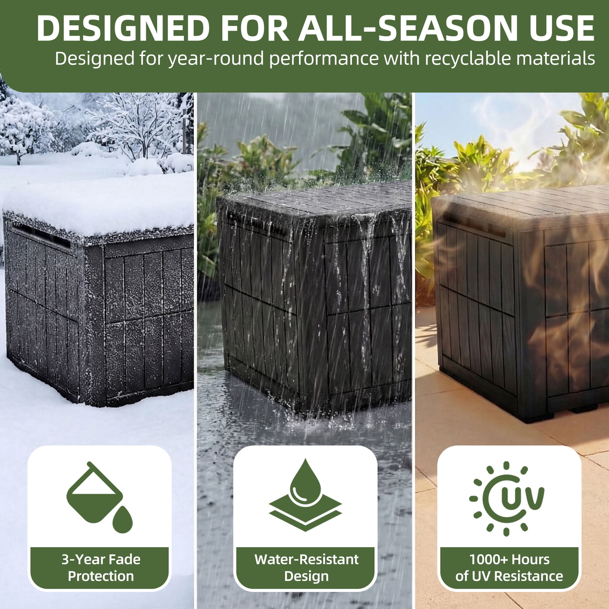 Dextrus 200 Gallon XL Resin Deck Box, Black Waterproof Outdoor Storage Box, Lockable Container with 3-Person Bench Seating, Perfect for Patio Cushions, Garden Tools and Pool Supplies