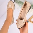 thumbnail image 5 of HTHLVMD Perforated Wedge Shoes, Cut-Out Comfort Footwear, Women's Ballet Flats Business Office Work Dress Shoes Low Wedge Round Toe Slip-Ons Comfortable Dressy Casual Flats for Women, Beige 6, 5 of 6