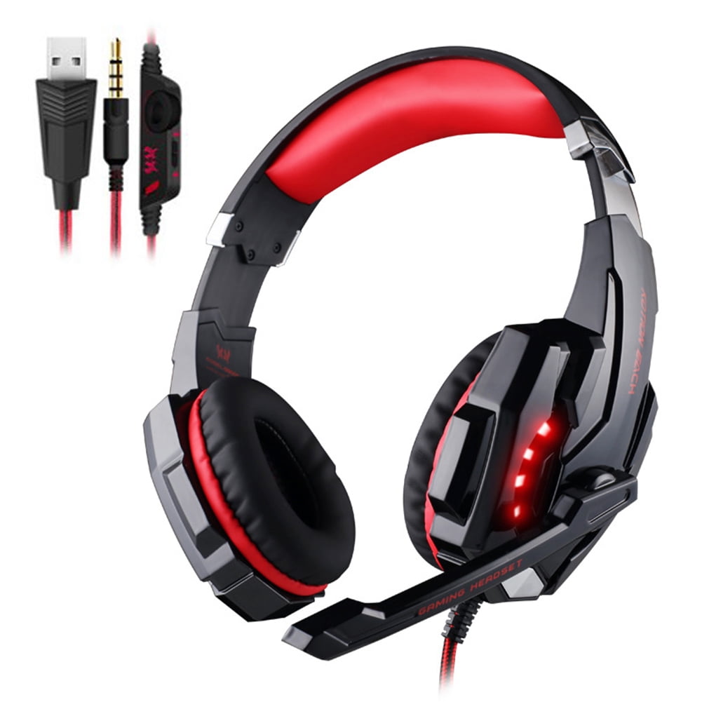 SENHAI G9000 3.5mm Game Gaming Headphone Headset Earphone Headband with Microphone LED Light for Computer Tablet Mobile Phones PS4 Black/Red 