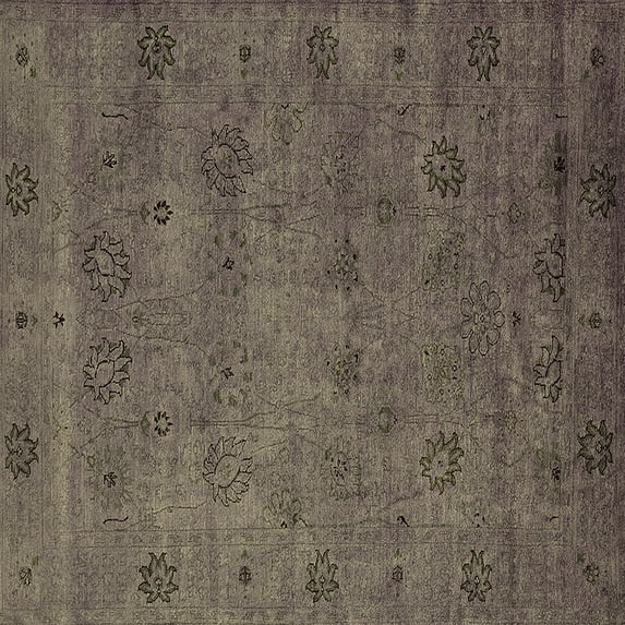 Ahgly Company Indoor Square Oriental Brown Industrial Area Rugs, 7' Square
