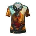 thumbnail image 2 of Daiia Moonlit Hairless Cat Monk Pattern Men’s Polo Shirts,Solid Deck Shirt,Classic Fit, Breathable Cotton Polo for Casual and Sport Wear-Large, 2 of 7