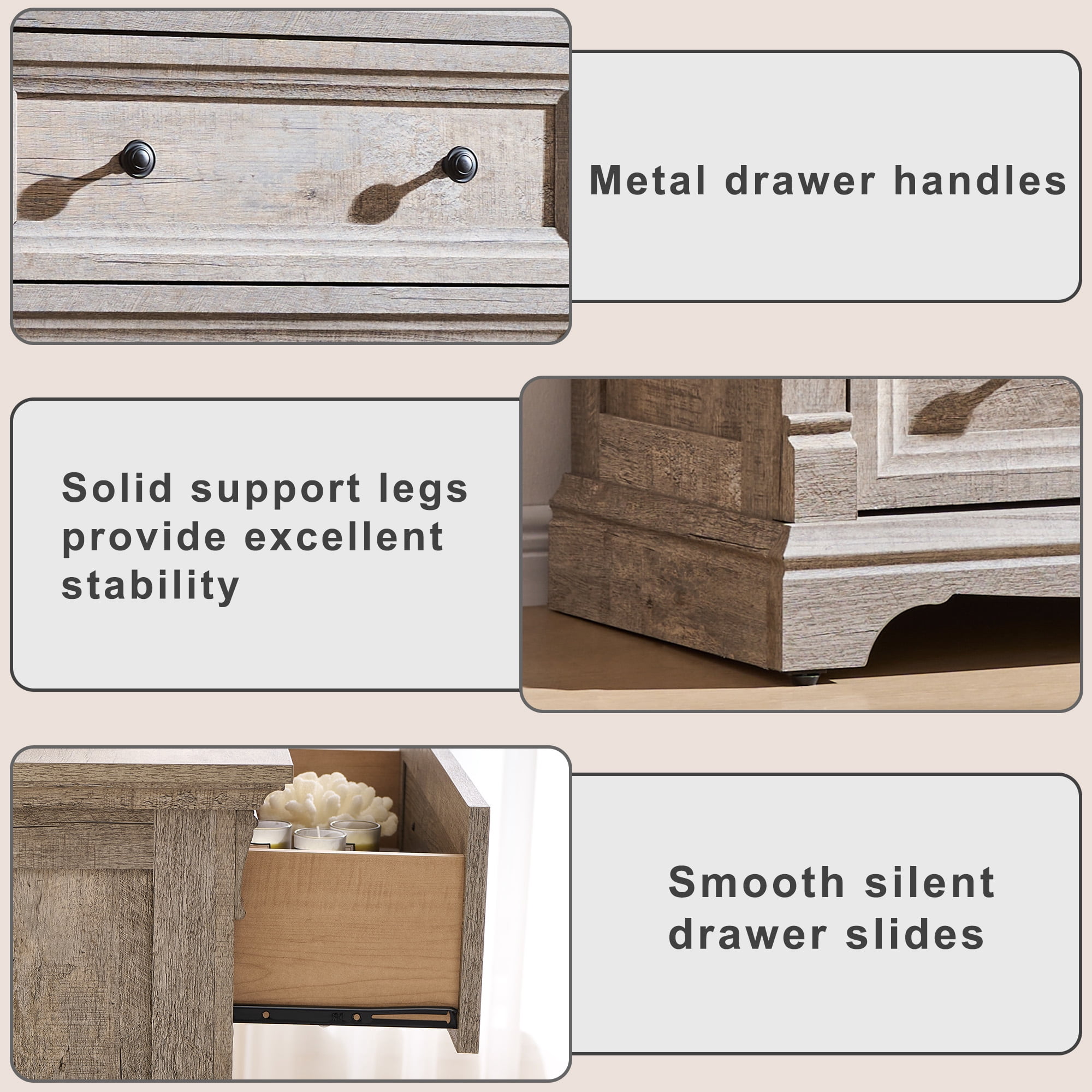 KeyWhat 54" Farmhouse 7-Drawer Dresser with Handles for Bedroom, Living Room , Hallway
