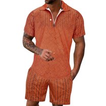 Baqcunre Track Suits For Men Set Men'S 3D Short Sleeve Suit Shorts Beach Tropical Hawaiianss Body Sports Shorts Suit Sports Suit Mens Outfits Tops For Men Orange 5XL