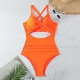 thumbnail image 3 of Sakmal Bathing Suits for Women Plus Size Orange One Piece Swimsuits Cutout High Cut Swimsuits for Women, 3 of 8