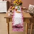 thumbnail image 2 of Valentine's Day Table Runner - 36 Inch Long Pink Love Roses Truck Romantic White Cotton and Linen Blended Dress Scarves Farmhouse Table Runner for Kitchen Dining, Coffee Table, 13" x 36", 2 of 8