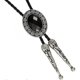 thumbnail image 2 of Bolo tie, Handmade Round Shape Western Cowboy Bola tie black, 2 of 4
