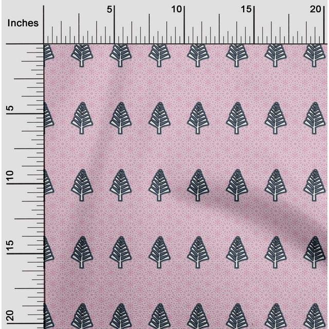 oneOone Georgette Viscose Light Pink Fabric Tree & Geometric Block Craft Projects Decor Fabric Printed By The Yard 42 Inch Wide