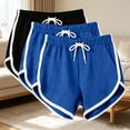 thumbnail image 2 of Raeneomay 3 Pack Women's Cotton Athletic Style Pajama Shorts, Soft Comfy Dolphin Hem Elastic Waist Drawstring Lounge Sleep Shorts with Pockets Plus Size Summer PJ, 2 of 7