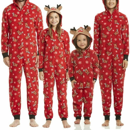 

Viworld Family Christmas Pajamas Set Xmas Pjs Matching Pyjamas Women Kids Xmas Sleepwear Deer Printing Jumpsuit Set Red