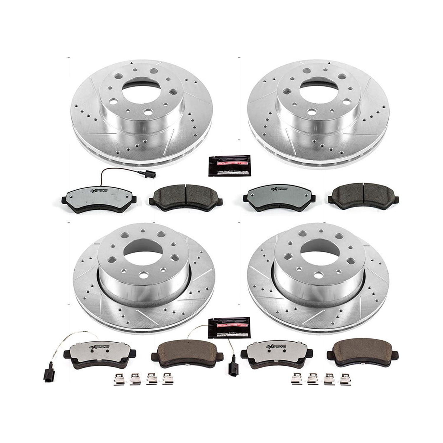 PowerStop Front and Rear Z36 Truck & Tow Carbon-Fiber Ceramic Brake Pad and Drilled and Slotted Rotor Kit Fits: Select Models K7305-36