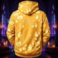 thumbnail image 3 of YNGKMEA Halloween Long Sleeve Mens Hoodies Halloween Party Sweater Ghost Sweatshirt Halloween Pumpkin Print Top Yellow M, 3 of 3