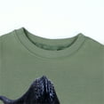 thumbnail image 5 of Wuxian Toddler Baby Boy Girl Sweatshirts Cotton Long Sleeve Crewneck Cartoon Animals Dinosaur Printed Pullover Toddler Kids Winter Warm Shirt Base Sport Top,Green,2-3 Years, 5 of 9