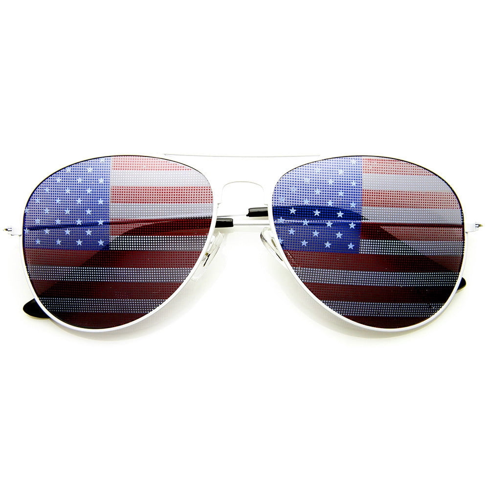 American Flag USA Classic Teardrop Metal Aviator Sunglasses 8954