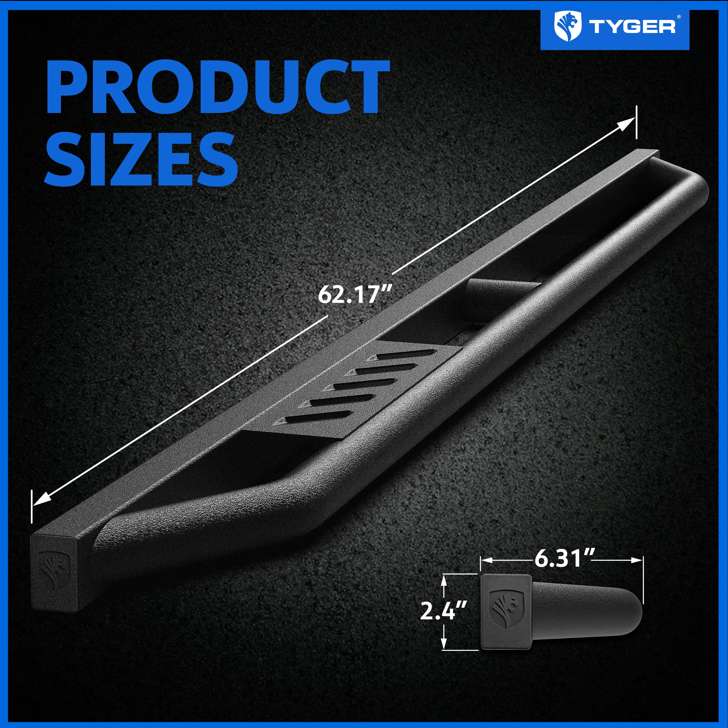 Tyger Auto Trax Side Steps Compatible with 2024-2026 Toyota Tacoma | XtraCab | TG-TX7T28228 | Textured Black Rail Running Board