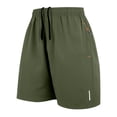 thumbnail image 2 of Domuza Running Shorts for Men Lightweight Workout Shorts Gym Athletic Shorts with Zipper Pockets Army Green M, 2 of 5