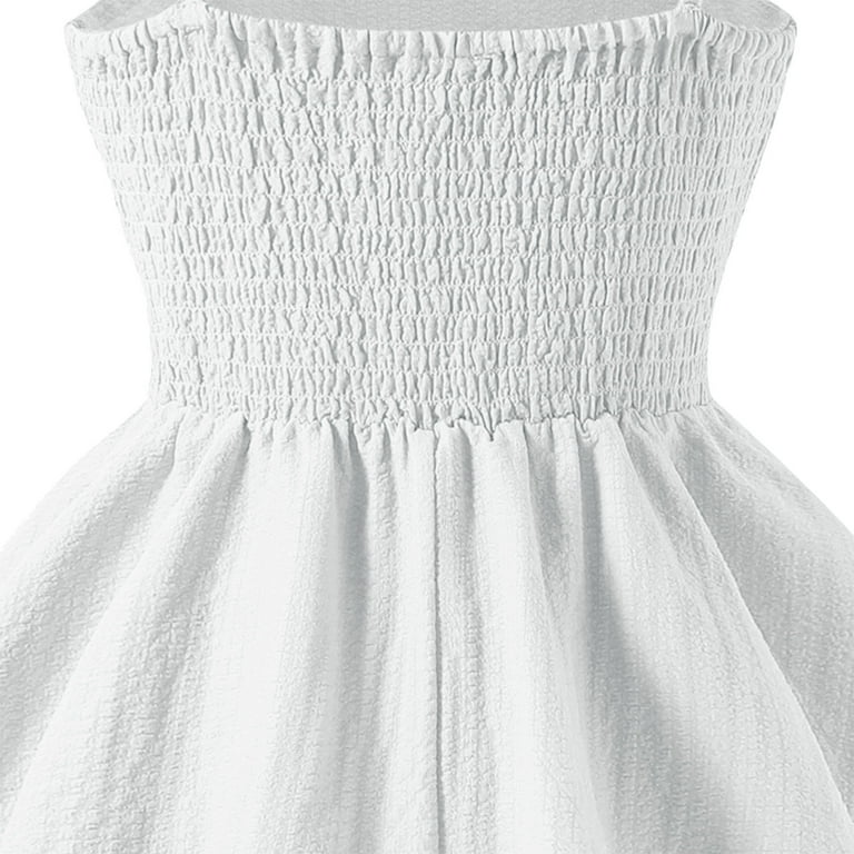 yillto Girl's Dress Smocked Ruched A Line Dress Layered Tie
