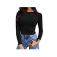 thumbnail image 2 of pstuiky Women's Long Sleeve Shirts for Women Knit Slim Fitted Crewneck Casual Basic Top Dressy T-Shirt for Fall Outfits Going out Tops, 2 of 7