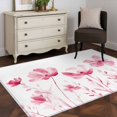 thumbnail image 3 of 4'x6' Area Rugs, Pink Spring Floral Indoor Outdoor Area Rug for Living Room Bedroom, Watercolor Botanical Summer Flower Washable Bathroom Rugs Kitchen Floor Carpet Mats Home Decor Aesthetic, 3 of 8