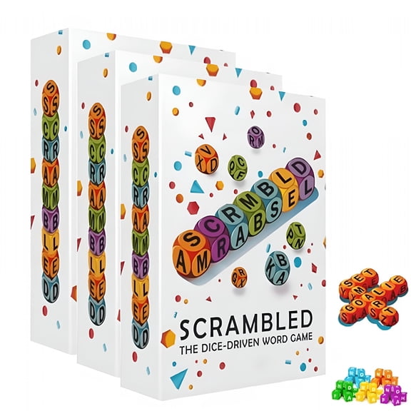 CYFW Scrambled Dice Word Game, Scrambled Dice Game, Crossword Dice Games, Travel-Friendly Board Games Set, Family Game Nights for 1-5 Players Brain Exercise Party Game 3Pc