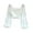 White, variant on Mikilon Women Backless Crop Blouses V-neck Long Sleeve Shirts Solid Color Puff Sleeve Tops
