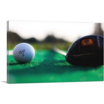 ARTCANVAS Golf Ball and Club Canvas Art Print - Size: 26" x 18" (0.75" Deep)