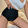 thumbnail image 6 of High Waist PU Leather Booty Shorts for Women Elastic Fit Wide Waistband Thong Hot Pant for Raves Parties and Clubwear, 6 of 9