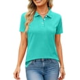 thumbnail image 6 of Hearthz Women's Short-Sleeve Polo Shirt 3 Buttons Collared Uniform Tops for Women UPF 50+ Sun Protection Womens Golf Shirt Green XXL, 6 of 6