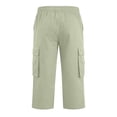 thumbnail image 4 of Domuza Men's Cargo Shorts 3/4 Relaxed Fit Below Knee Work Shorts Elastic Waist Hiking Shorts with Pockets Light Green M, 4 of 8