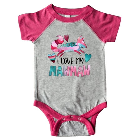 

Inktastic I Love My Mawmaw Pink and Blue Fox with Hearts Gift Baby Boy or Baby Girl Bodysuit