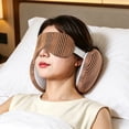 thumbnail image 6 of Naittoop Brown Travel Pillow with Eye Mask Foldable Cotton Sleeping Neck Pillow with Chain and Zipper for Airplane Portable Plane Travel Accessories 11.8*5.9in, 6 of 6