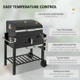 thumbnail image 4 of Outsunny Charcoal BBQ Grill, Outdoor Portable Cooker for Camping or Backyard Picnic with Side Table, Bottom Storage Shelf, Wheels and Handle, Black, 4 of 9