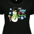 thumbnail image 4 of Inktastic Just Chillin' This Christmas Fun Snowman in Top Hat Women's Plus Size T-Shirt, 4 of 5