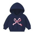 thumbnail image 2 of Navy Kids Girls Hooded Sweatshirt 2-7T, 100% Polyester Bow Print Pullover Hoodie, Easy Care Machine Washable Wrinkle Resistant,Size 6 T, 2 of 6