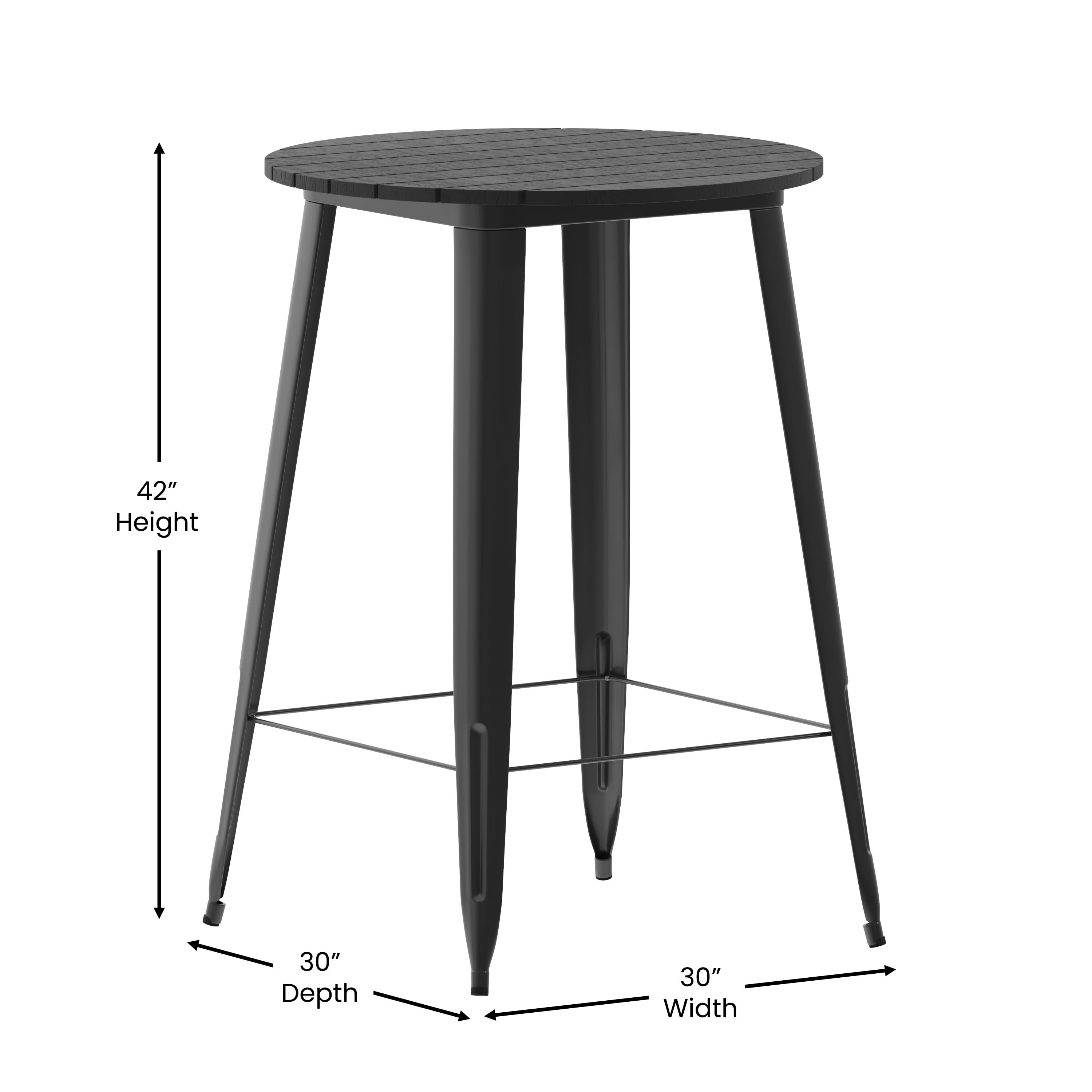 Dextrus 39" Rectangular Iron Plate Patio Bar Table with Sturdy and Weather-Resistant Features, Gray