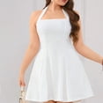 thumbnail image 2 of AURA Plus Size Knit Dress V Neck Ruffle Short Sleeve Backless A Line Midi Dress White 1XL 3XL, 2 of 6